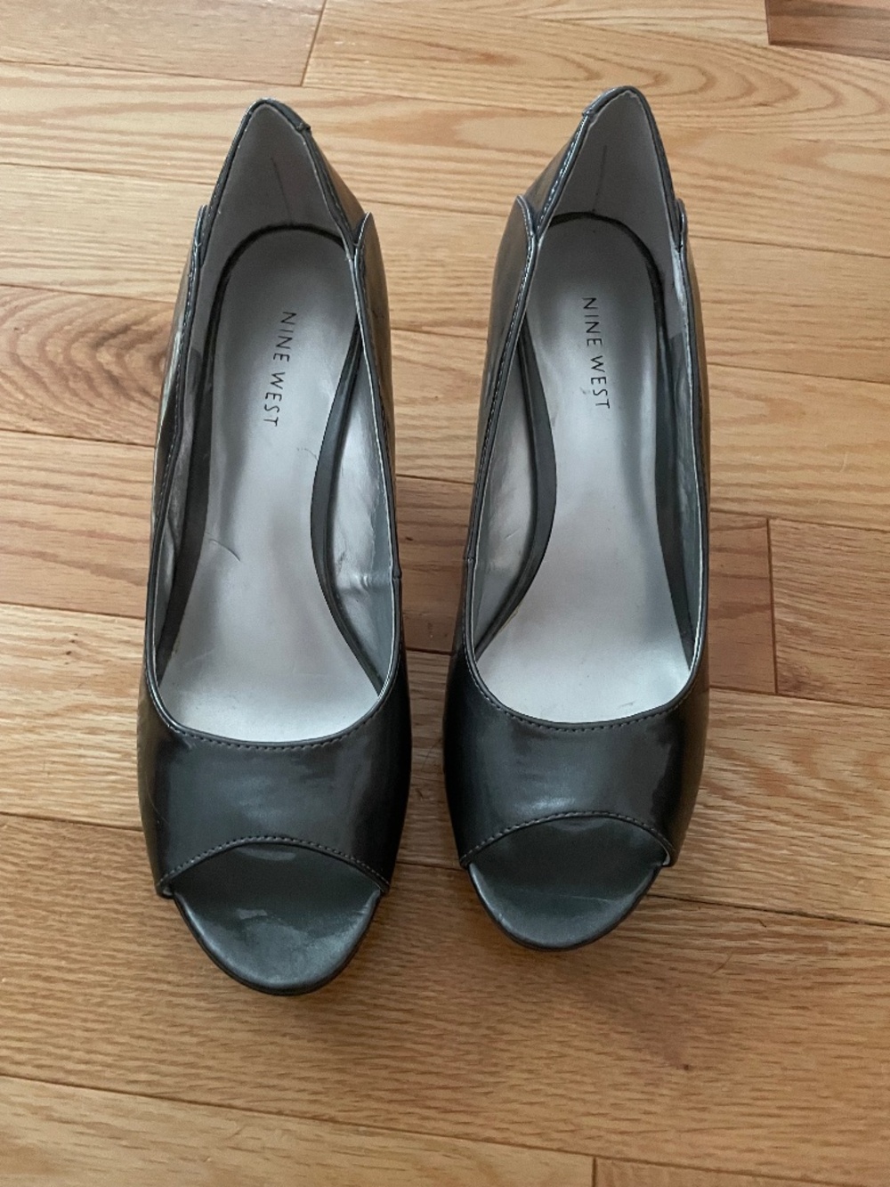 Gun Metal Peep Toe Shoes